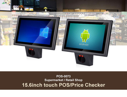 Windows/Android10.0 POS-systemen met 15,6 inch touchscreen en ingebouwde barcode scanner