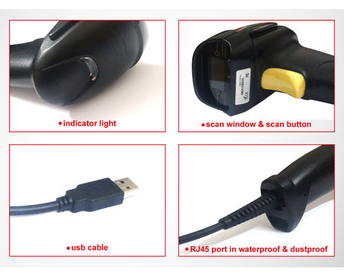CMOS-scan-element type 1D-laser-draadloze streepjescode-scanner met scannerbereik 45