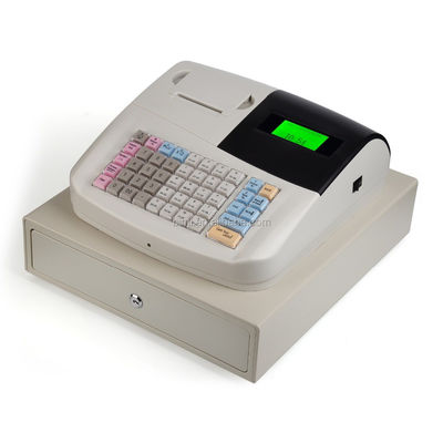 Wit draagbaar kassaapparaat met ingebouwde 58 mm-printer en kassa-software