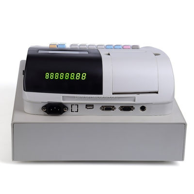 Wit draagbaar kassaapparaat met ingebouwde 58 mm-printer en kassa-software