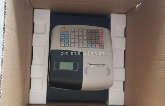 Wit draagbaar kassaapparaat met ingebouwde 58 mm-printer en kassa-software